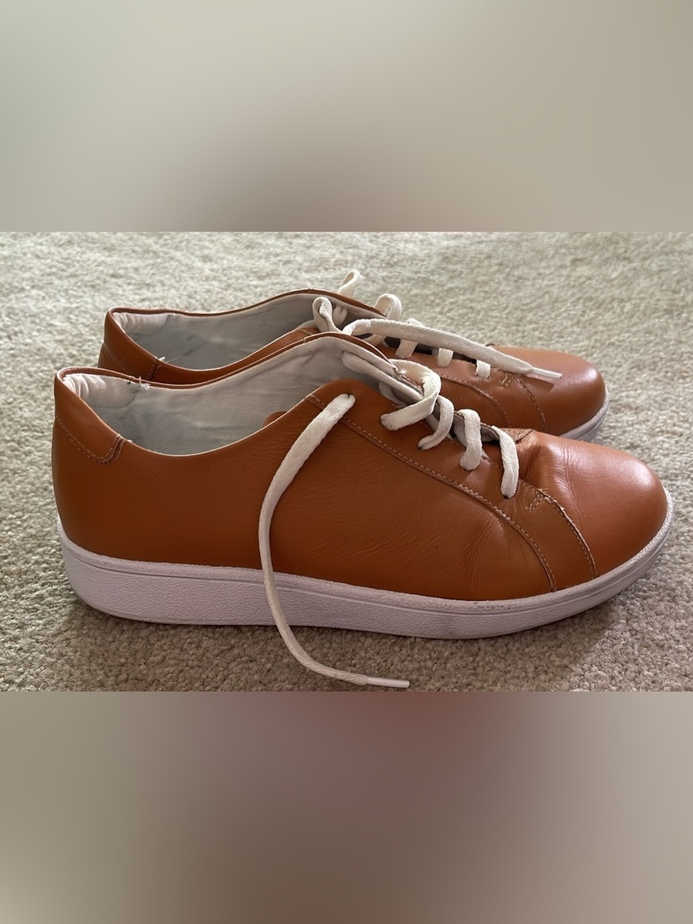 Able Women's Leather Sneakers in Tan with White Laces